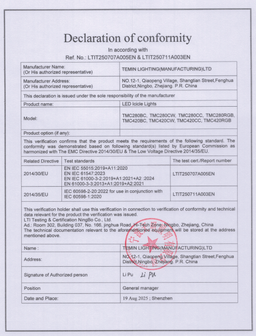 DOC of LED Icicle Lights