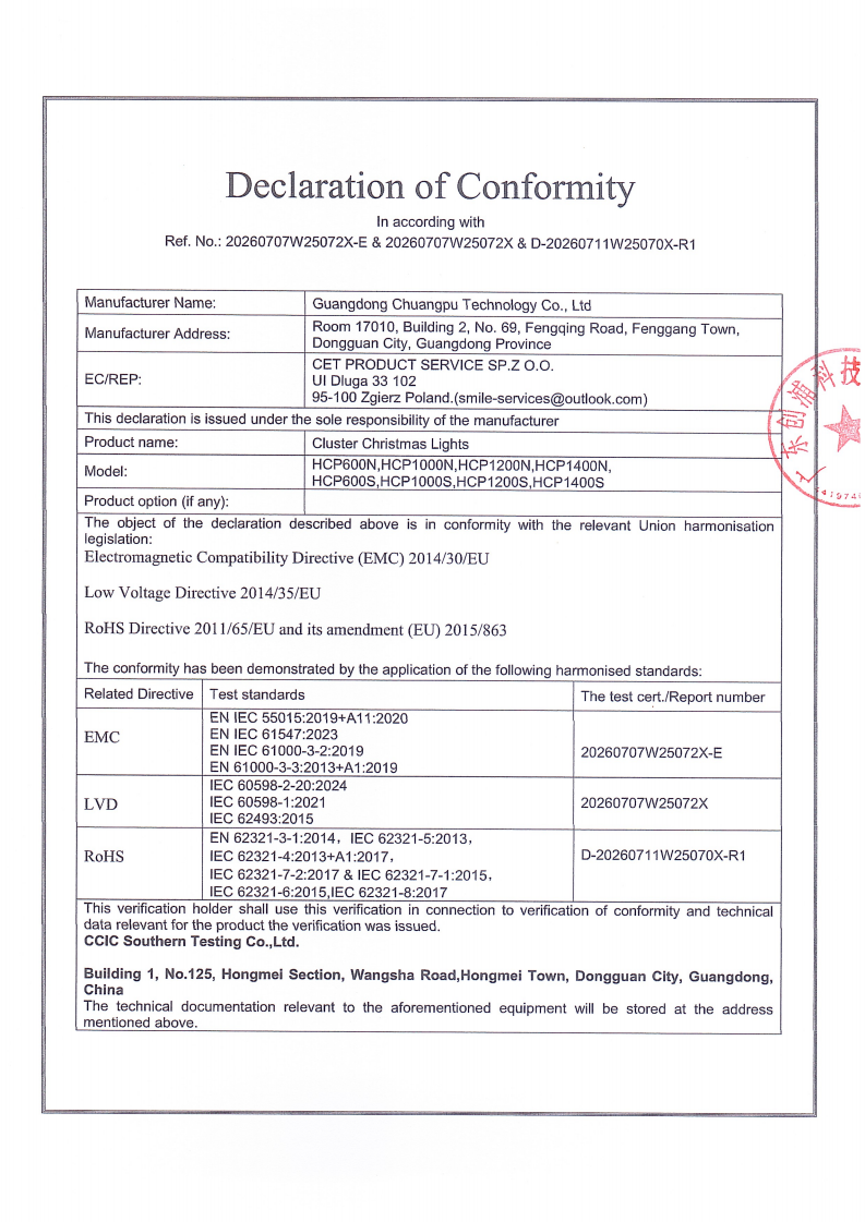 DoC of Cluster Christmas Lights
