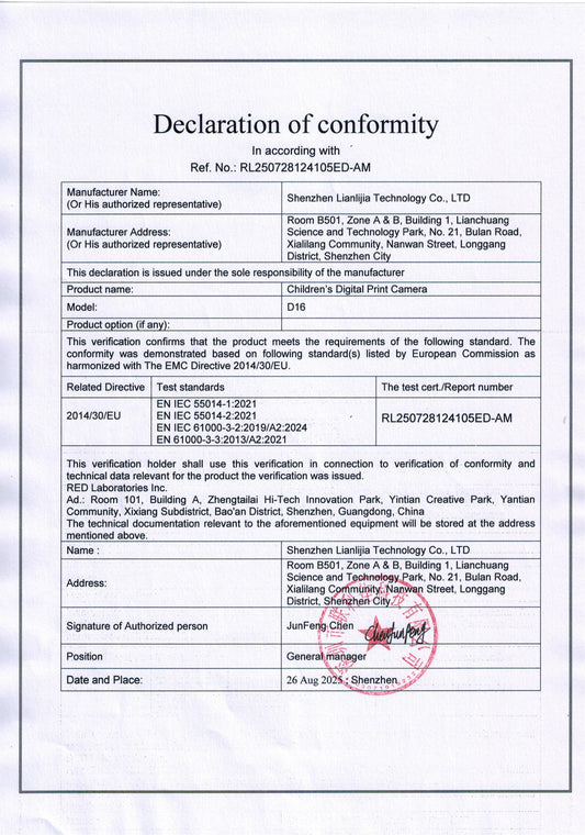 DOC of Children's Digital Print Camera
