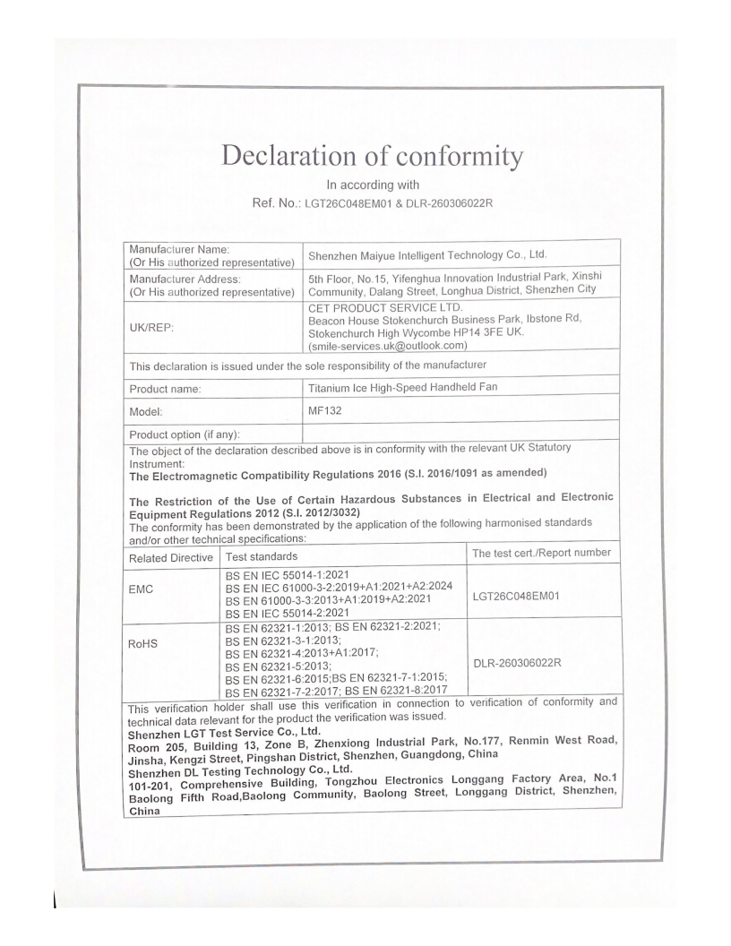 DoC of MF132