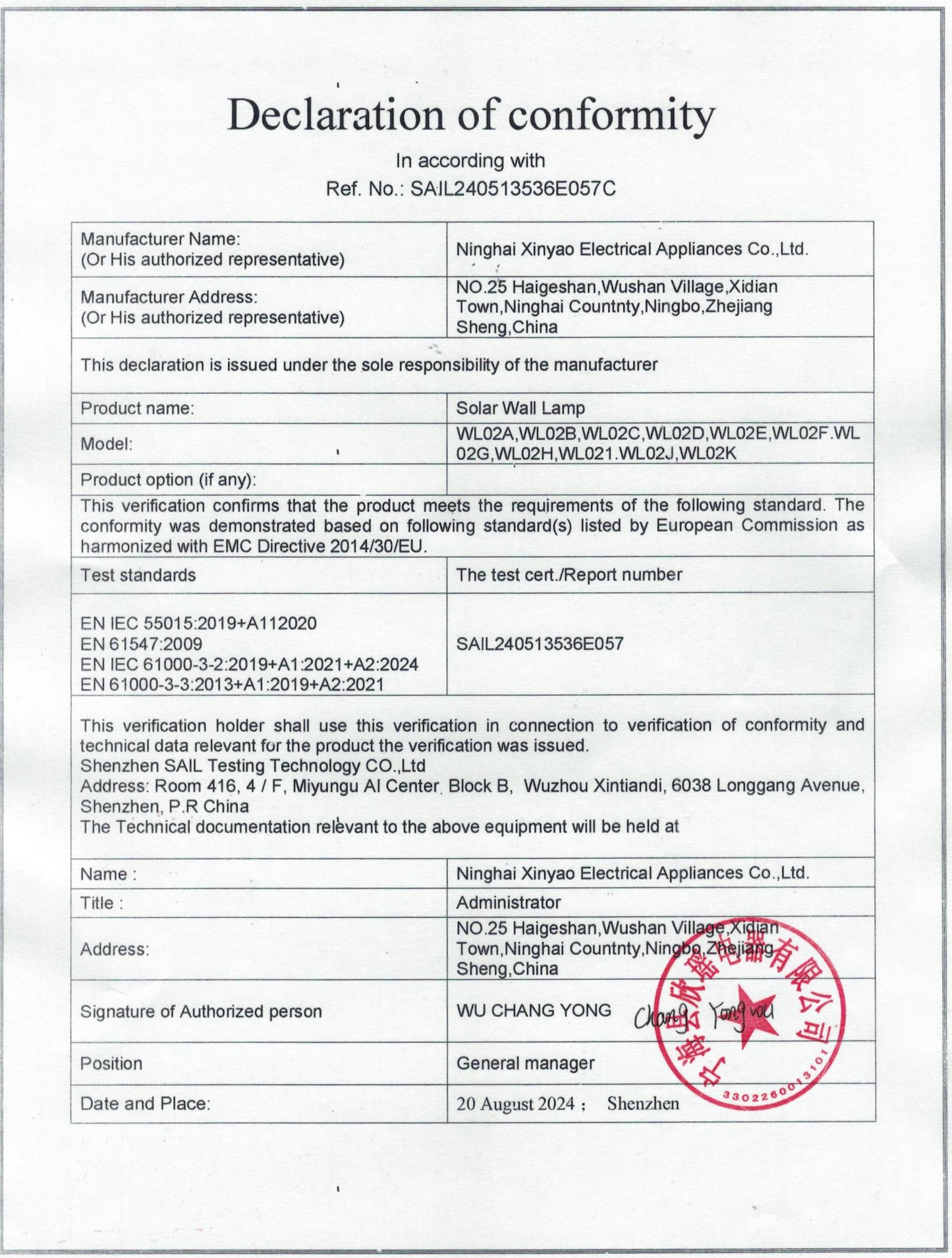 DOC of solar wall lamp 155