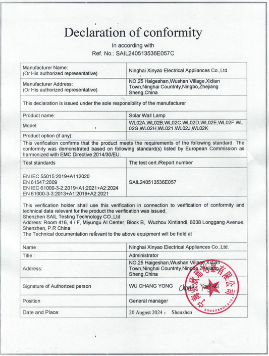 DOC of solar wall lamp 155